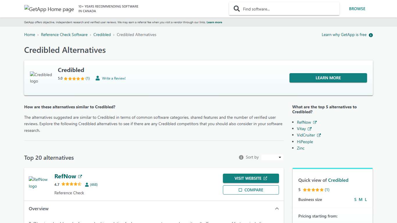 Top 20 Credibled Alternatives GetApp Canada 2026